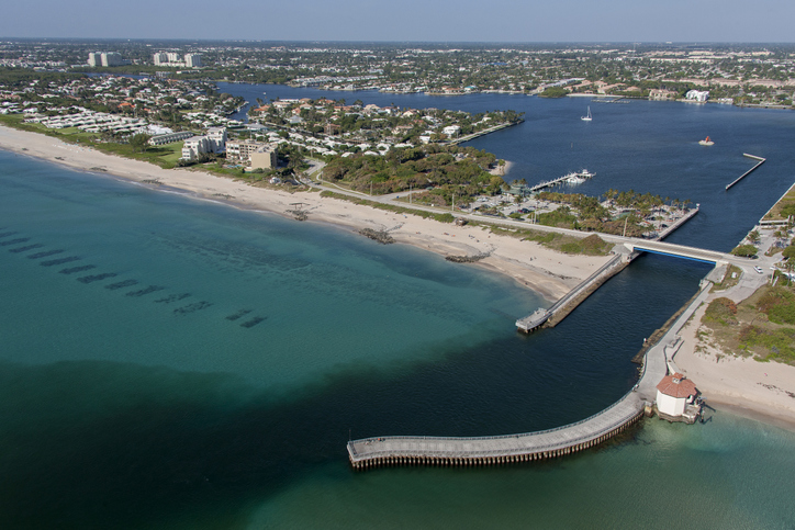 Aerial view Boynton Inlet Florida